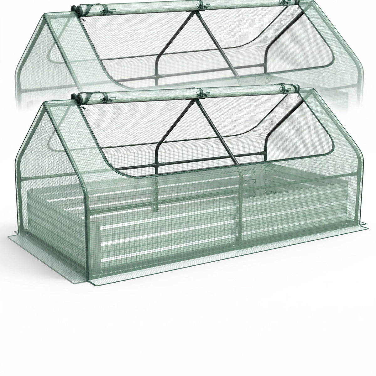 Airfind 6 x 3 x 3 Feet Galvanized Raised Garden Bed with Greenhouse, Galvanized Steel Metal PVC Frame, Green