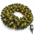 Airfind 60 Inch Pre-Lit Artificial Christmas Wreath 200 LED Warm White Lights-1 Piece, PVC Metal Frame, 60 x 60 Footprint, White