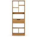 Airfind 61inch Tall Freestanding Bookcase with Drawer 8-Cube Storage Organizer, 187 lbs Capacity, Engineered Wood MDF Frame, Natural