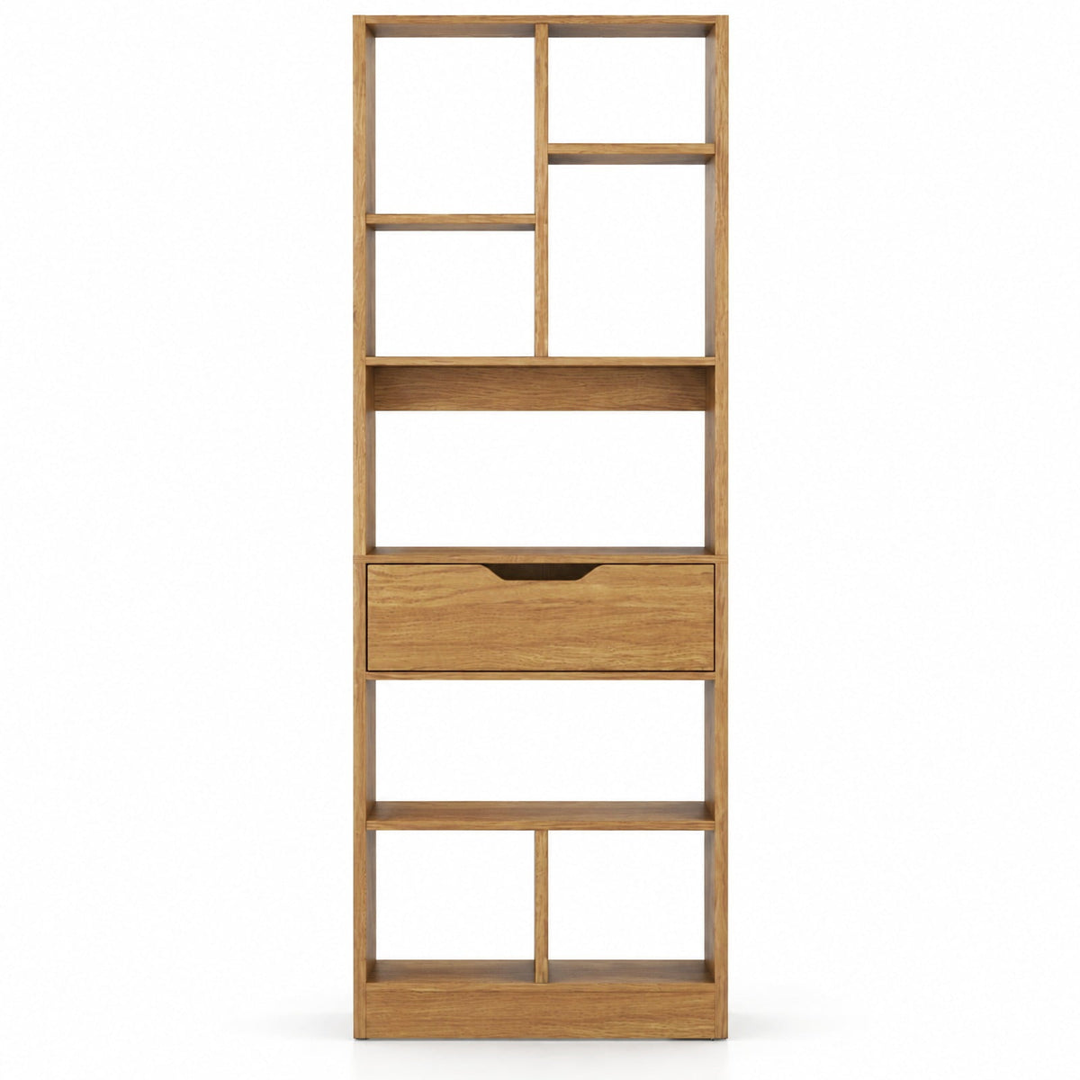 Airfind 61inch Tall Freestanding Bookcase with Drawer 8-Cube Storage Organizer, 187 lbs Capacity, Engineered Wood MDF Frame, Natural