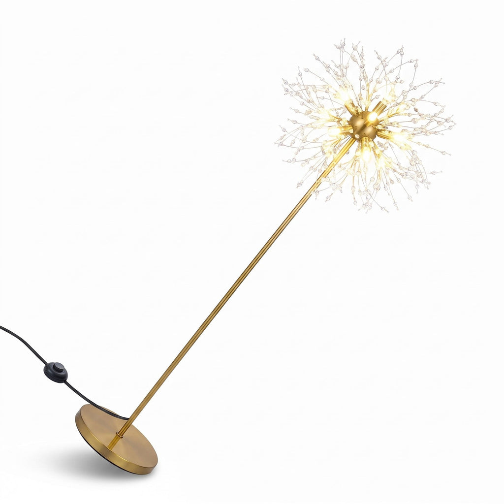 Airfind 63-Inch Crystal Floor Lamp with Acrylic Crystals, Metal Acrylic Stainless Steel Frame, 11in x 63in Cord Length 6.9 ft Footprint, Gold