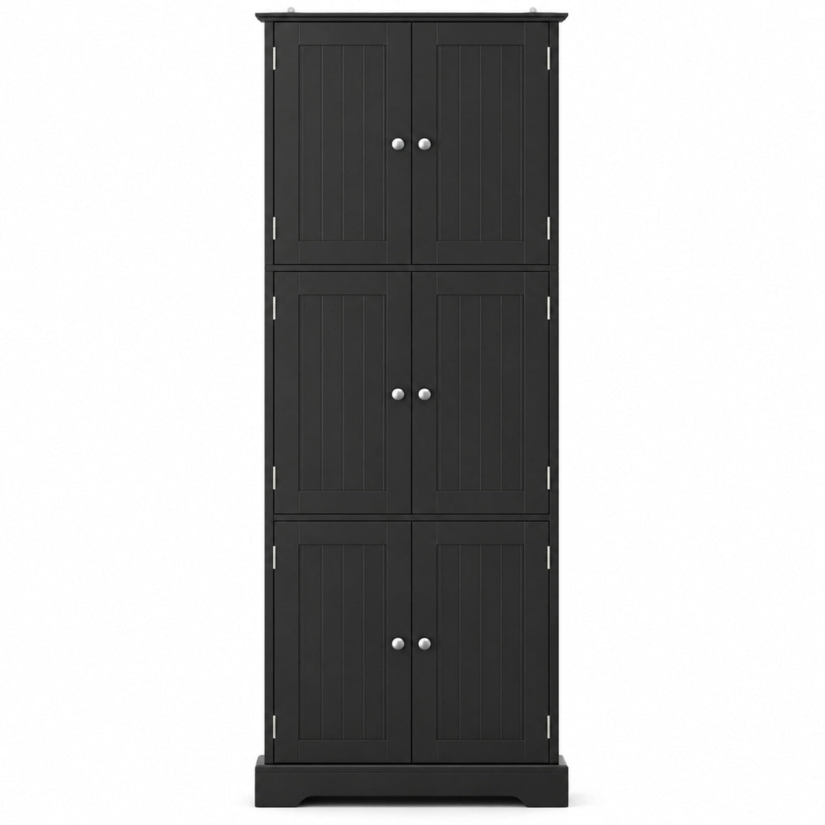 Airfind 63 Inch Tall Bathroom Storage Cabinet with 6 Doors and Adjustable Shelves, 44 lbs Capacity, Engineered Wood Frame, Black