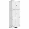 Airfind 63 Inch Tall Bathroom Storage Cabinet with 6 Doors and Adjustable Shelves, 44 lbs Capacity, Engineered Wood Frame, White