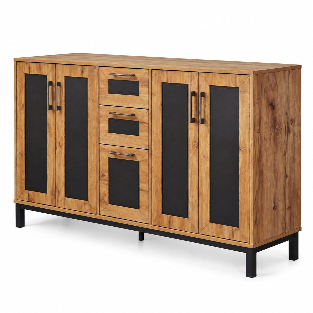 Airfind 63 Inch Sideboard Buffet Cabinet with 3 Drawers and Storage Shelves, 135 lbs Capacity, Engineered Wood Frame, 63 Inch x 16 Inch x 37.5 Inch Footprint
