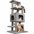 Airfind 64 Inch Tall Cat Tree with 2 Large Condos and Jute Scratching Posts for Indoor Adult Cats, 33 lbs Capacity, Light Grey
