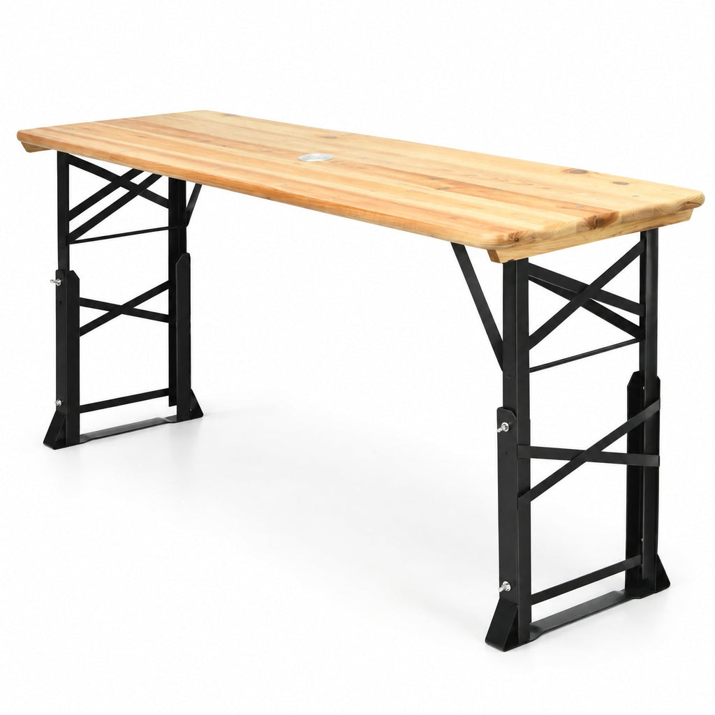 Airfind 66.5 Inch Outdoor Wood Folding Picnic Table with Adjustable Heights, 110 lbs Capacity, Wood metal Frame, 66.5 Footprint, Wood