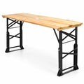 Airfind 66.5 Inch Outdoor Wood Folding Picnic Table with Adjustable Heights, 110 lbs Capacity, Wood metal Frame, 66.5 Footprint, Wood