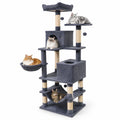Airfind 66 Inch Tall Cat Tree Multi-Level Cat Tower with 2 Condos Sisal Scratching Posts, 33 lbs Capacity, Dark Gray