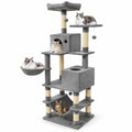 Airfind 66 Inch Tall Cat Tree Multi-Level Cat Tower with 2 Condos Sisal Scratching Posts, 33 lbs Capacity, Light Gray