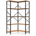 Airfind 66 Tall 5-Tier L-Shaped Bookcase with Metal Frame for Living Room, 44 lbs Capacity, Metal Frame, 31.5 x 31.5 x 66 Footprint, Brown