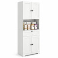 Airfind 67.5 Inch Tall Modern Freestanding Floor Storage Cabinet with 4 Doors and 1 Drawer, 243 lbs Capacity, MDF Engineered Wood Frame, White