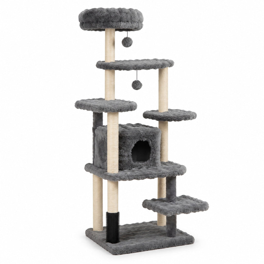 Airfind 67 Inch Multi-level Cat Tree with Large Cat Condo and Padded Perch, 22 lbs Capacity, Polyester Fabric PP Cotton Sisal Engineered Wood Frame
