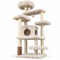 Airfind 67 Inch Multi-level Cat Tree with Large Cat Condo and Padded Perch, 22 lbs Capacity, Polyester Fabric PP Cotton Sisal Engineered Wood Frame