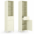Airfind 67 Inch Tall Bathroom Cabinet Narrow Floor Cabinet with Fluted Door, MDF Frame, 16 Inch x 12 Inch x 67 InchInner Footprint, Beige