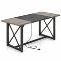 Airfind 6FT Conference Table with Power Outlets Seats 6-8 People for Office, 310 Lbs Capacity, Engineered Wood Metal, Natural