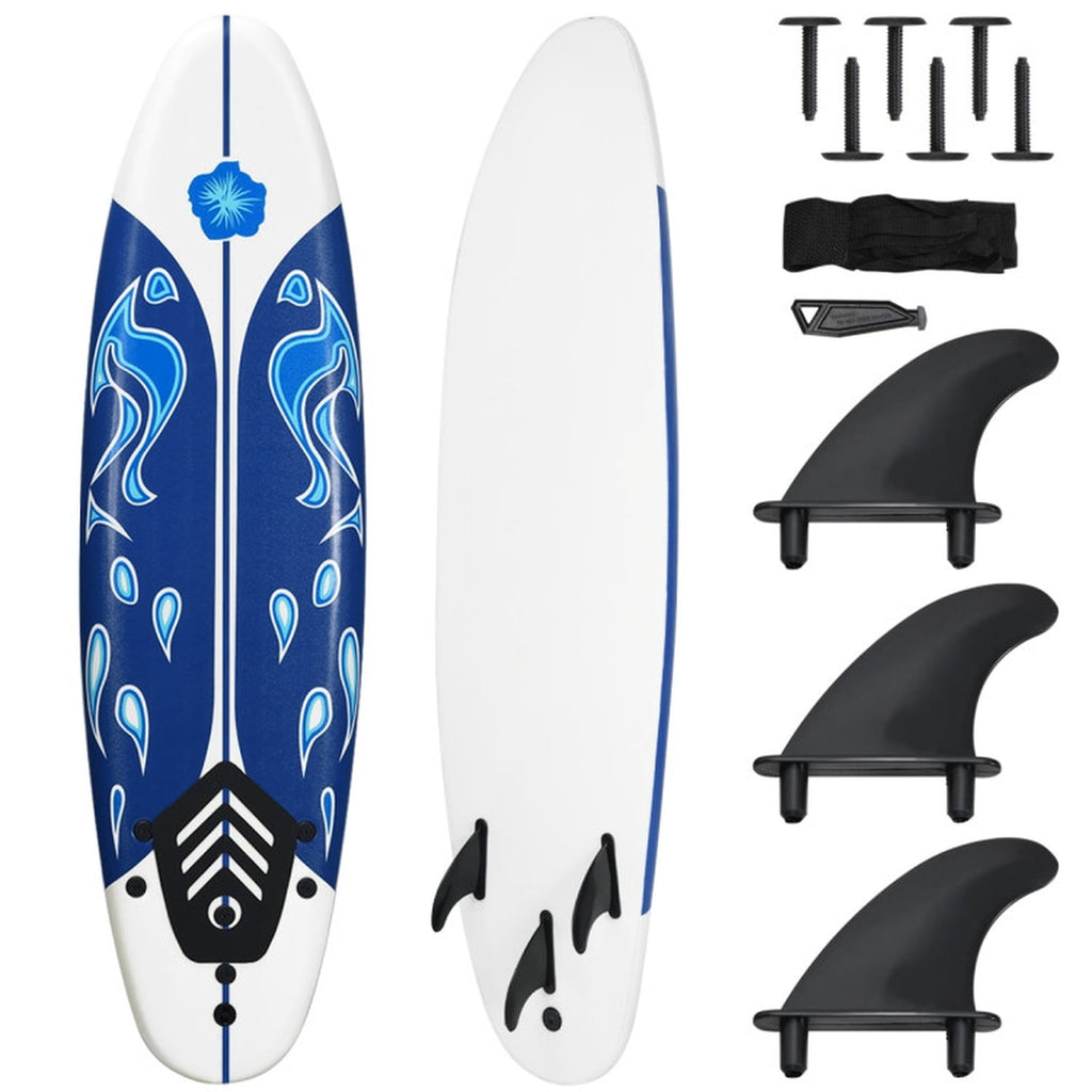 Airfind 6FT Foam Surfboard for Beginners, Adults Kids ¡ª 3 Detachable Thruster Fins, EPS Core, HDPE Slick Bottom, Leash Traction Pad Included (White)