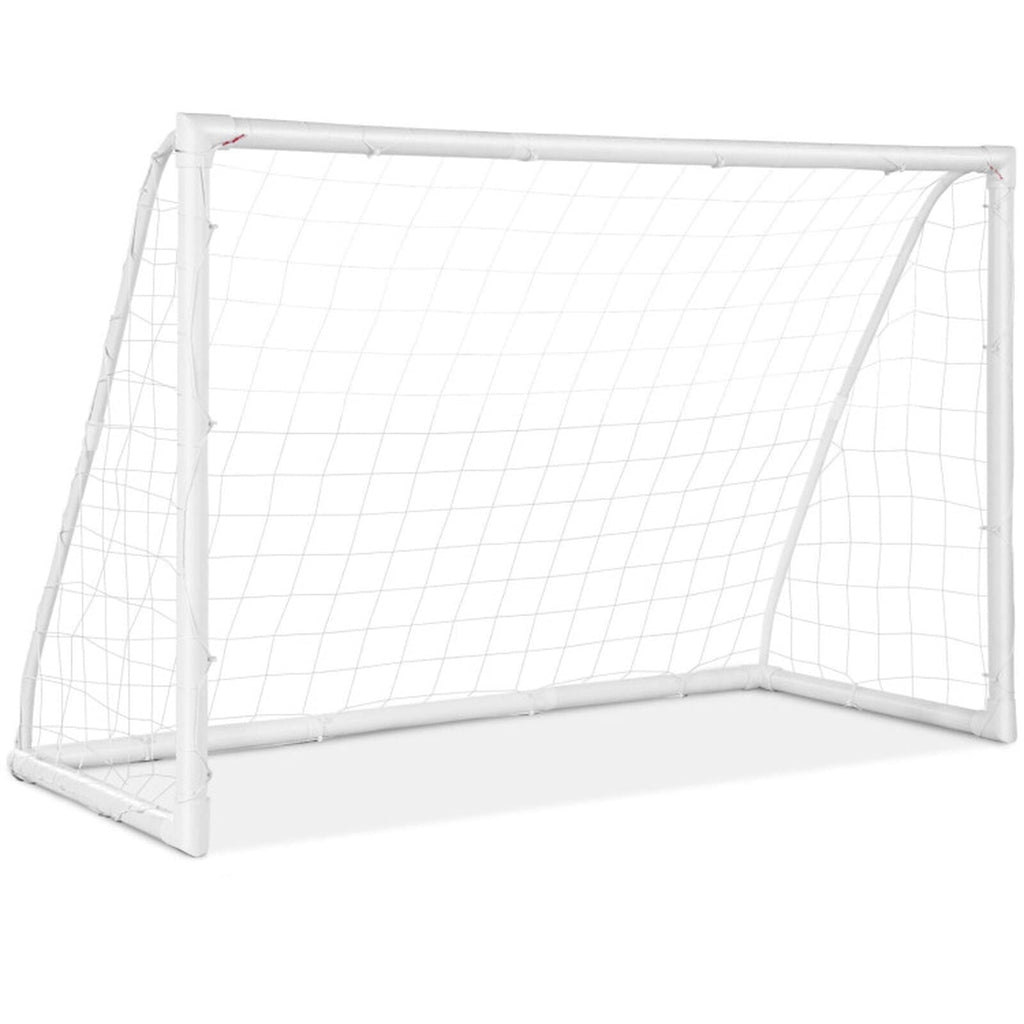 Airfind 6x4 Feet Outdoor Backyard Soccer Goal with Heavy-Duty UPVC Frame and Ground Pegs and Carry Bag and All-Weather Net for Kids Youth Practice Training, White