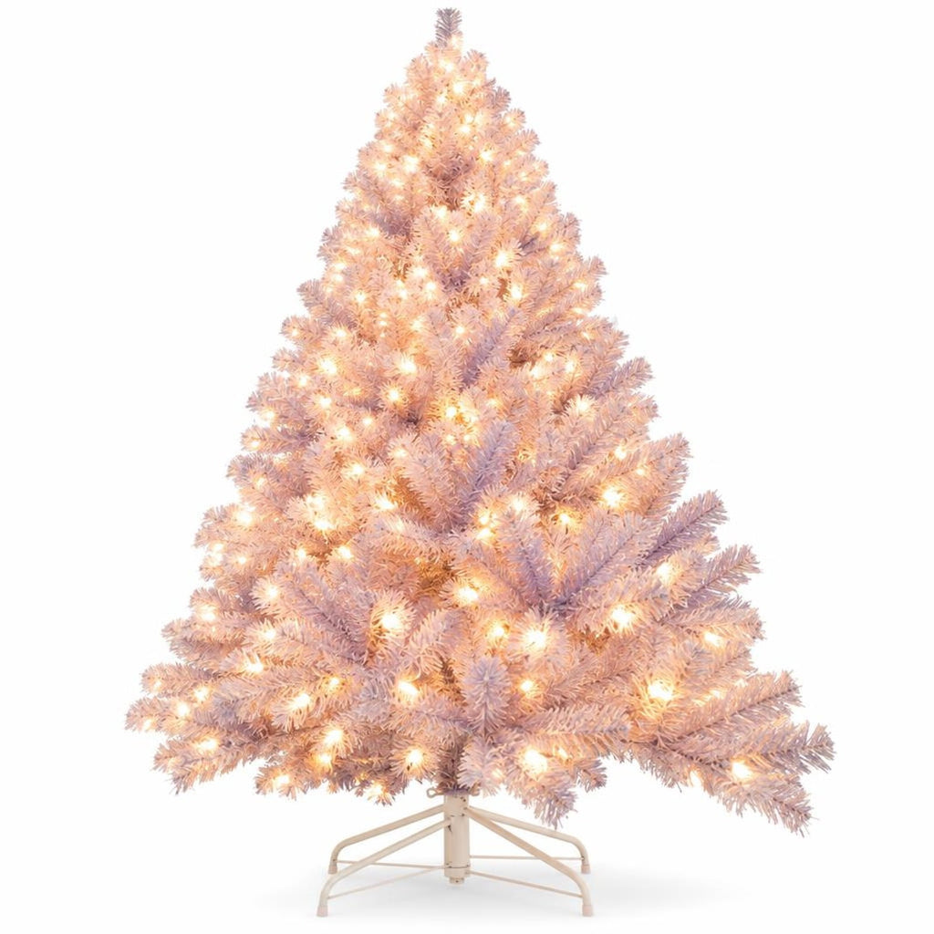 Airfind 7.5 FT Pre-Lit Tinsel Christmas Tree Artificial Xmas Tree, PVC PET Metal, 4.5 X 7.5 Ft, Lavender Purple for Convenient Everyday Use, Purple