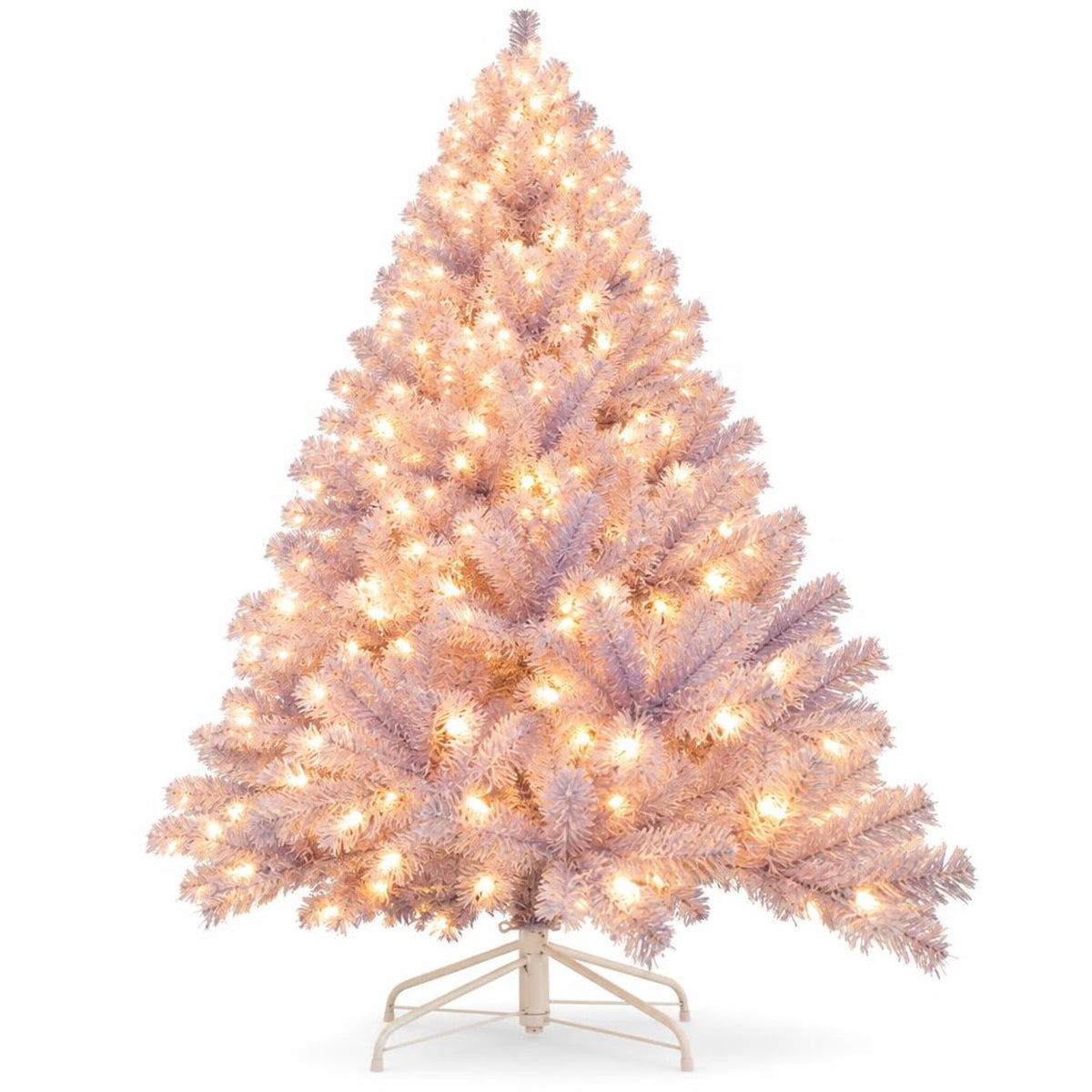 Airfind 7.5 FT Pre-Lit Tinsel Christmas Tree Artificial Xmas Tree, PVC PET Metal, 4.5 X 7.5 Ft, Lavender Purple for Convenient Everyday Use, Purple