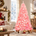 Airfind 7.5 Feet Hinged Artificial Christmas Tree Full Fir Tree, New PVC metal Length:7.5 ft Width:4.3 ft Frame, Pink