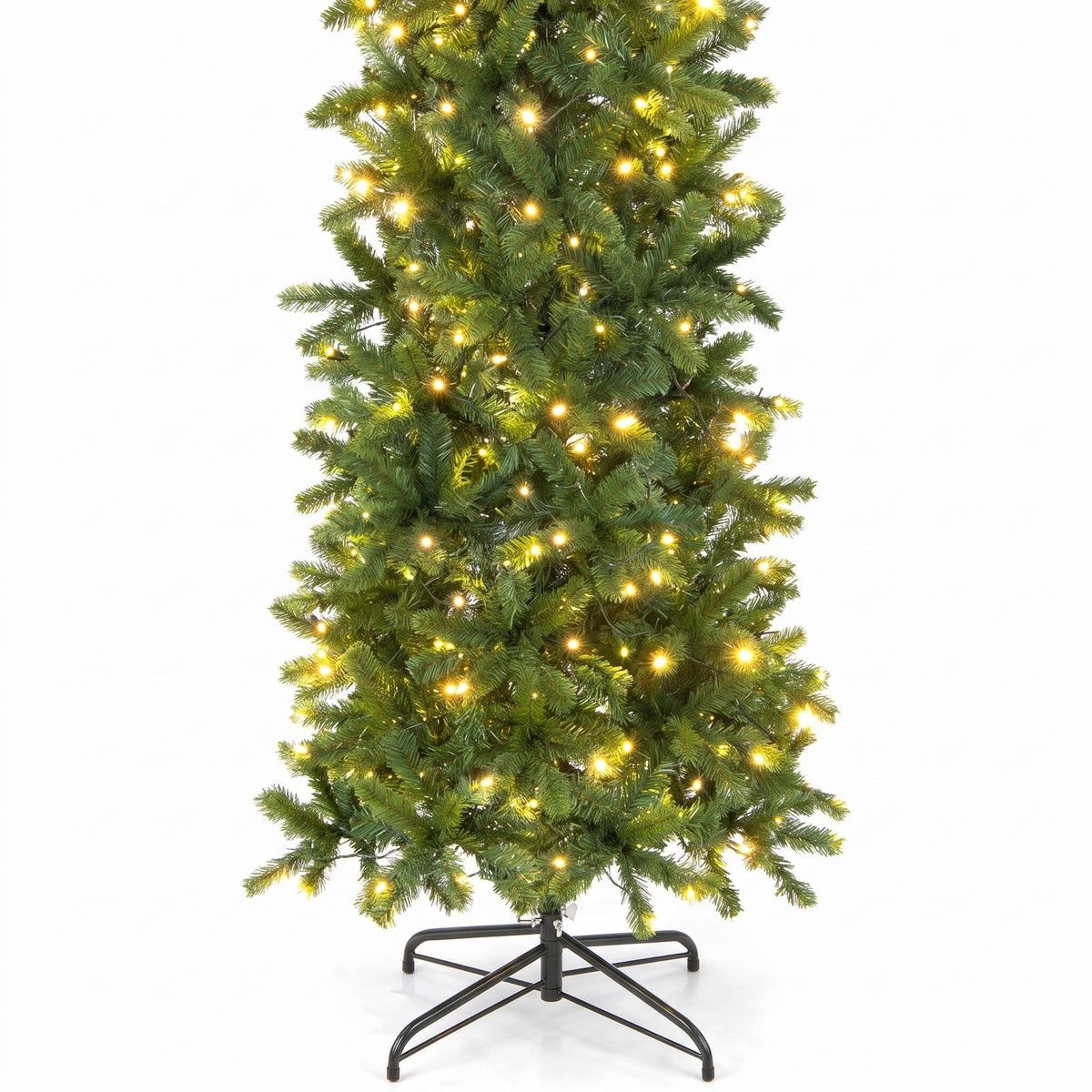 Airfind 7.5 Feet Pre-lit Full Artificial Christmas Tree with Warm White and Multi, PVC PE Metal Tree height: 7.5ft Tree width: 2.7ft Frame, White