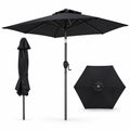 Airfind 7.5 feet Outdoor Patio Heavy Duty Market Umbrella with Push Button Tilt, Metal Polyester Frame, Black