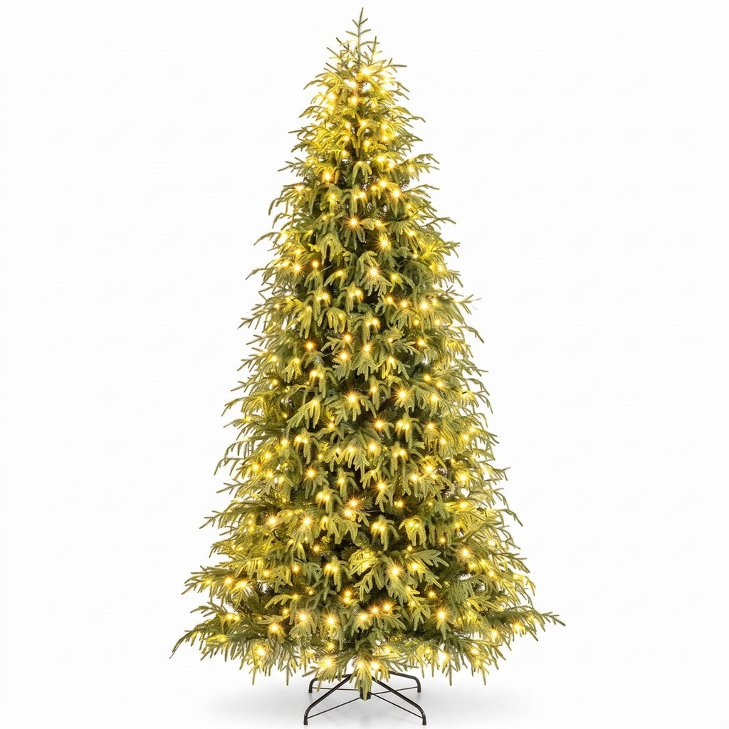 Airfind 7/7.5/8 Feet Pre-Lit Artificial Christmas Tree Hinged Faux Xmas Tree with Soft Branch Tips-8 feet, TPE PVC Metal Frame, 4 x 7 ft Footprint