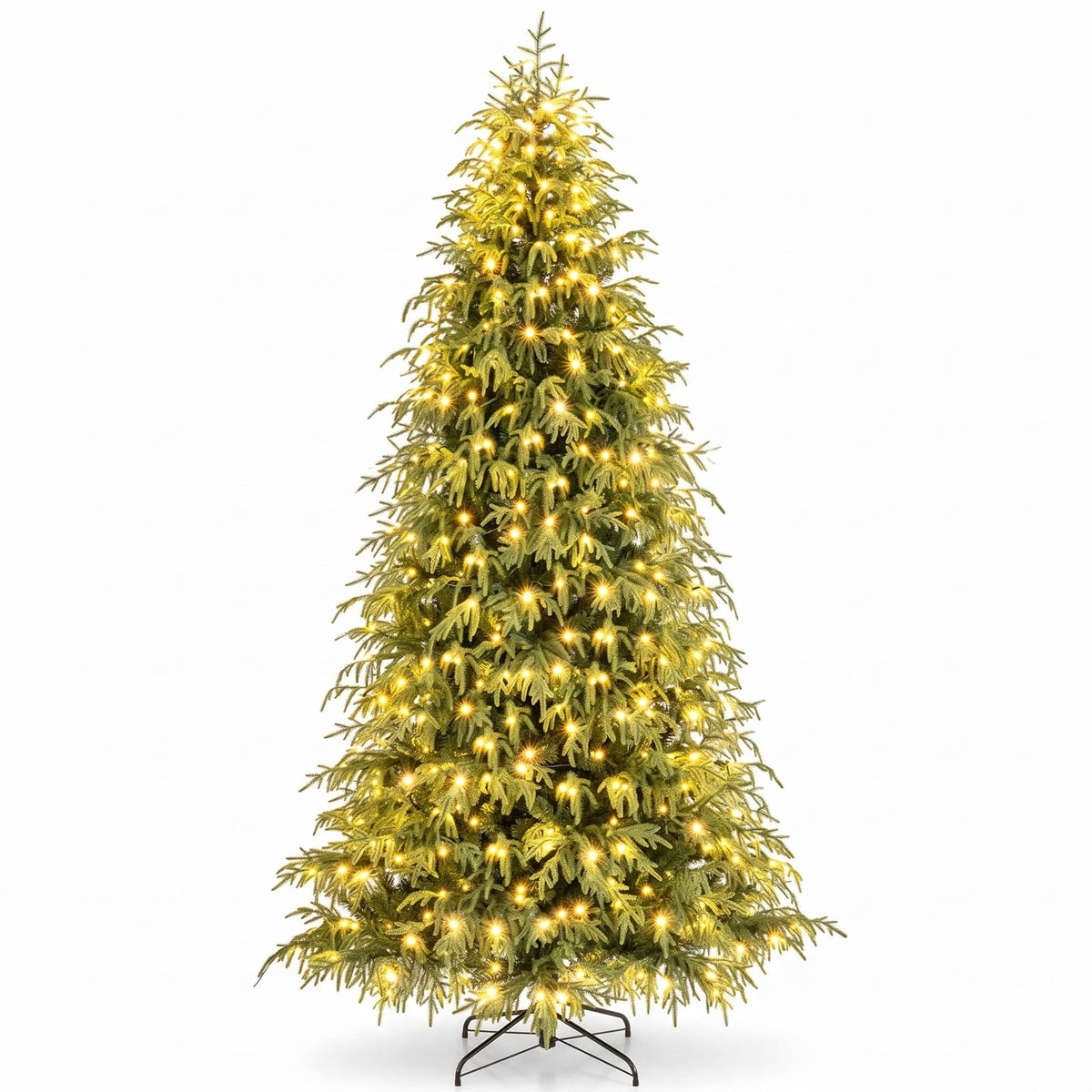 Airfind 7/7.5/8 Feet Pre-Lit Artificial Christmas Tree Hinged Faux Xmas Tree with Soft Branch Tips-8 feet, TPE PVC Metal Frame, 4 x 7 ft Footprint
