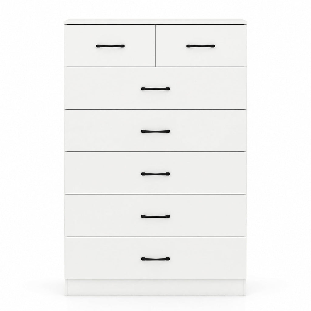 Airfind 7-Drawer Tall Dresser with Metal Handles and Anti-Tipping Kits, 66 lbs Capacity, Engineered Wood MDF Frame, 32 x 18 x 48 Footprint, White