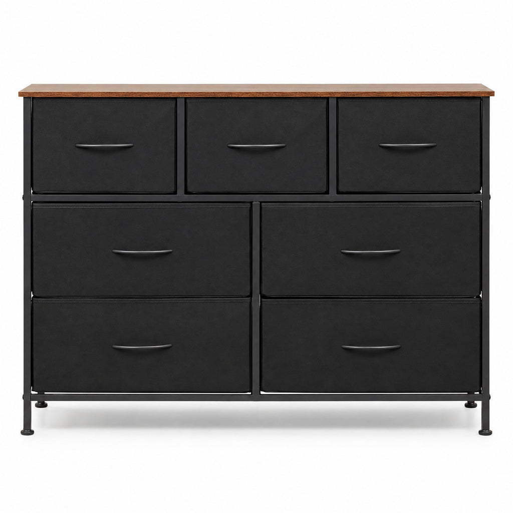 Airfind 7-Drawer Wide Dresser with 2-Sized Folding Fabric Drawers for Bedroom, 155 lbs Capacity, Engineered Wood Frame, 39.5in x 12in x 31in Footprint