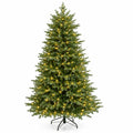 Airfind 7 Feet Artificial Christmas Tree with 3156 Lush PVC Branch Tips and 400 Warm White LED Lights, PVC PE Metal Frame, Green