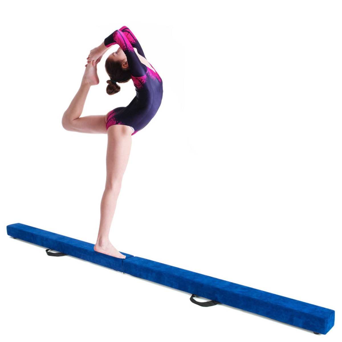 Airfind 7 Feet Folding Portable Floor Balance Beam with Suede Cover and Anti Slip Base for Kids Gymnastics Training at Home, Blue