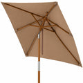 Airfind 7 Feet Outdoor Rectangular Patio Umbrella with 3 Adjustable Heights, Fabric Hardwood Bamboo Frame, 7 x 5.5 x 7.7 ft Umbrella Footprint
