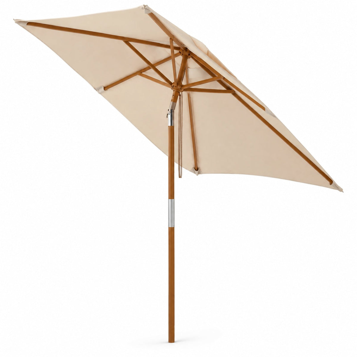 Airfind 7 Feet Outdoor Rectangular Patio Umbrella with 3 Adjustable Heights, Fabric Hardwood Bamboo Frame, 7 x 5.5 x 7.7 ft Umbrella Footprint