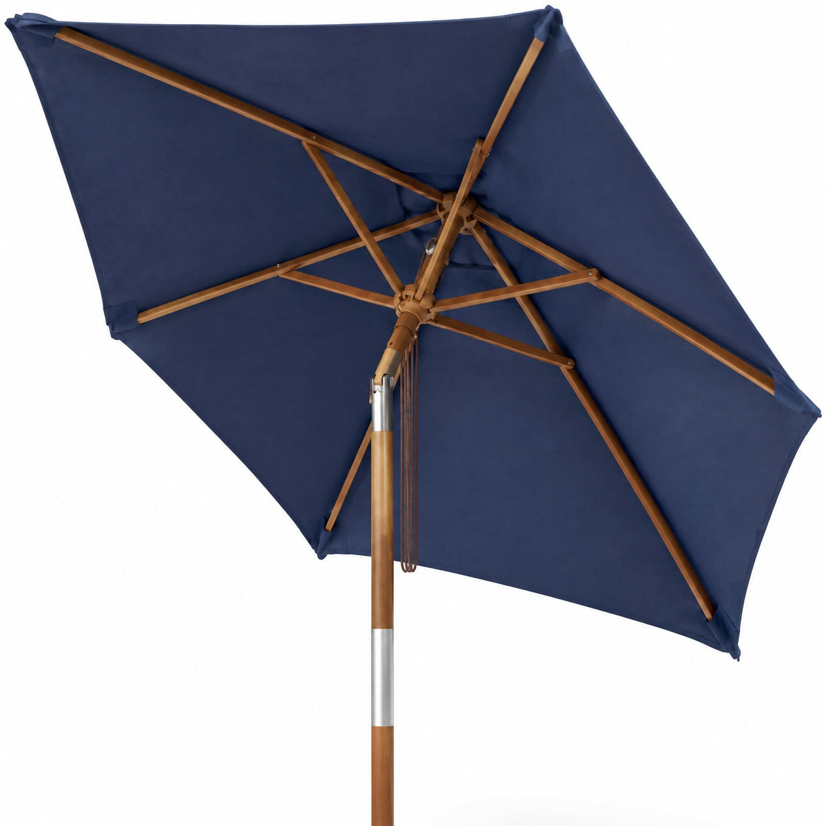 Airfind 7 Feet Outdoor Rectangular Patio Umbrella with 3 Adjustable Heights, Fabric Hardwood Bamboo Frame, 7 x 5.5 x 7.7 ft Umbrella Footprint