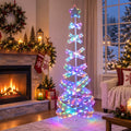 Airfind 7 Feet Outdoor Spiral Christmas Tree for Party Xmas New Year Decoration, Metal Polyester Frame, 2.3 ft x 2.3 ft x 7 ft Footprint, White
