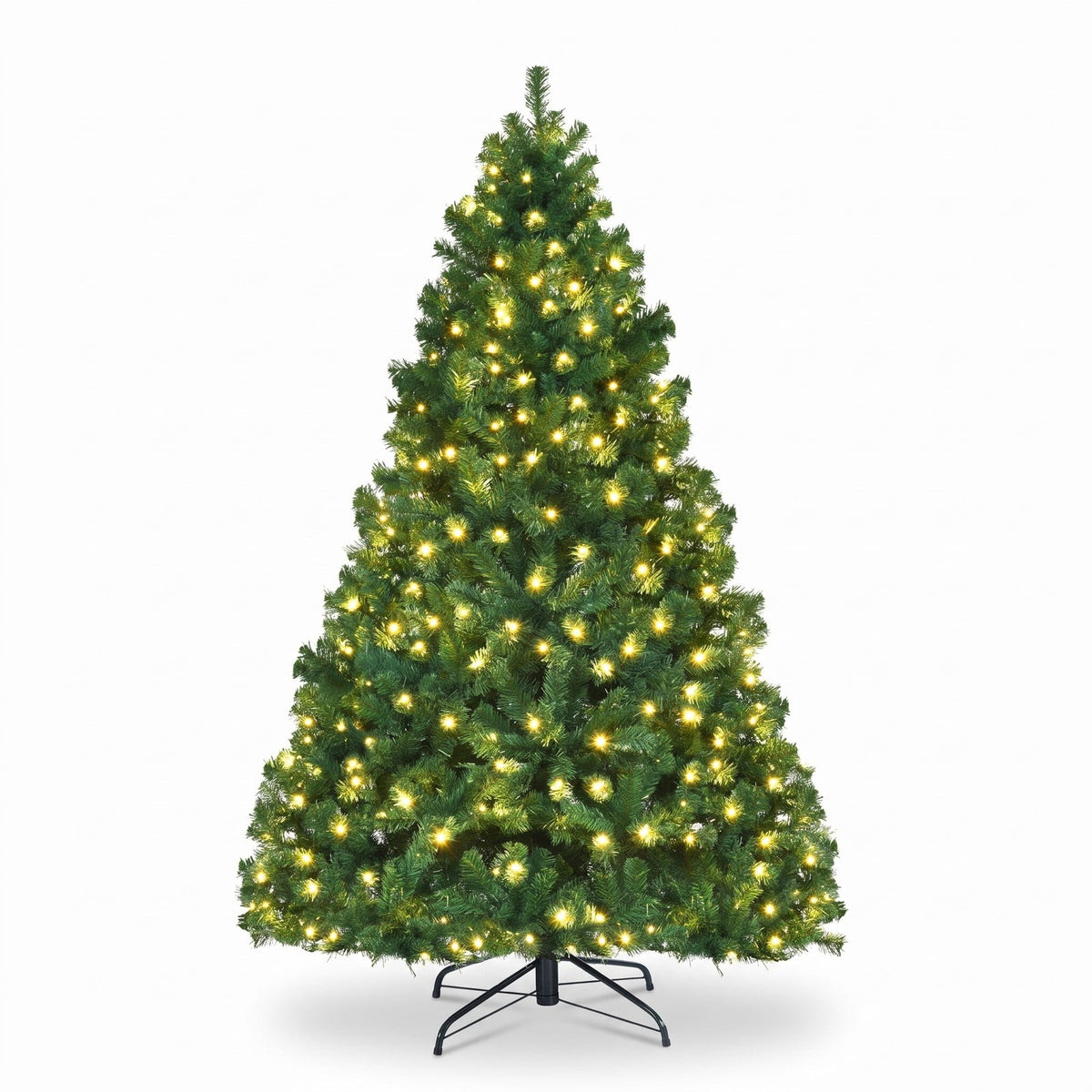 Airfind 7 Feet PVC Artificial Christmas Tree with LED Lights-7 ft, PVC iron Frame, 4.3 x 7.5 H Footprint, Green