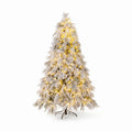 Airfind 7 Feet Pre-Lit Snow Flocked Christmas Tree with Warm White LED Lights-7 ft, White, Diameter of Stand 20/18/16 Inch