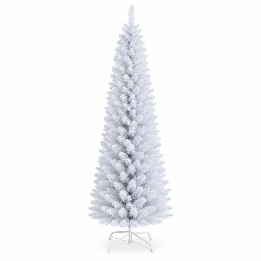 Airfind 7 Feet Unlit Artificial Slim Christmas Pencil Tree with Metal Stand-7 ft, PVC iron Height: 5ft/6ft/7ft Base width: 1.7ft/2.4ft/2.8ft Frame