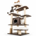 Airfind 7-Layer Wooden Cat Tree Tall Cat Tower with Sisal Posts and Condo, 33 lbs Capacity, Engineering Board Sisal Rope Plush Frame, Brown
