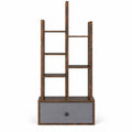 Airfind 7-Tier Open-Back Bookshelf with Drawer, 33 lbs Capacity, Engineered wood Frame, 21 Inch x 9.5 Inch x 47 Inch Footprint, Brown