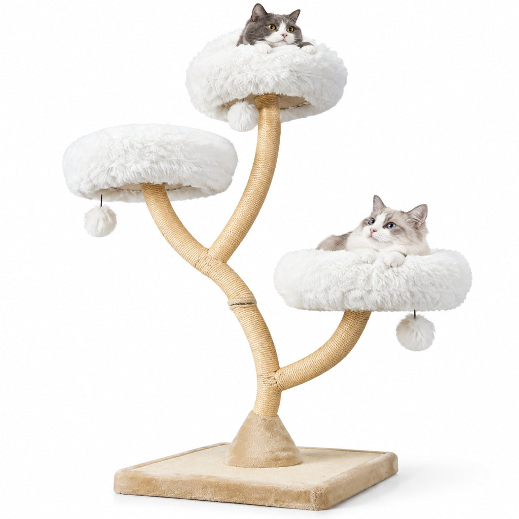 Airfind 70 Inch Tall Cat Tree 4-Layer Cat Tower with 3 Perches and Dangling Balls, 22 lbs Capacity, Engineering Board Metal Plush Sisal Rope Frame