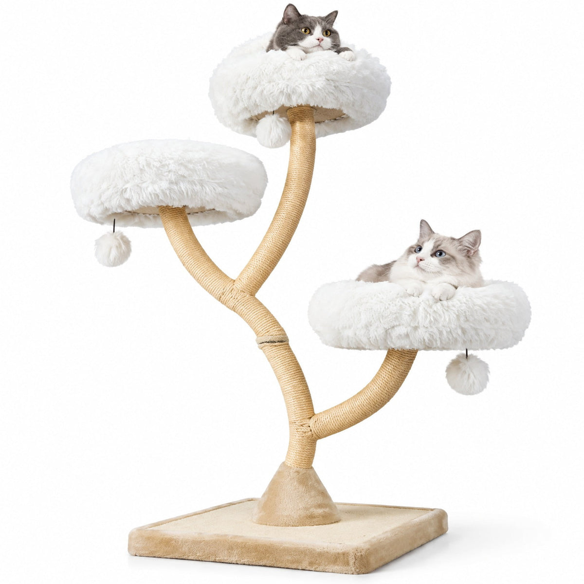 Airfind 70 Inch Tall Cat Tree 4-Layer Cat Tower with 3 Perches and Dangling Balls, 22 lbs Capacity, Engineering Board Metal Plush Sisal Rope Frame