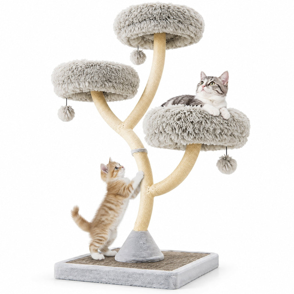Airfind 70 Inch Tall Cat Tree 4-Layer Cat Tower with 3 Perches and Dangling Balls, 22 lbs Capacity, Engineering Board Metal Plush Sisal Rope Frame