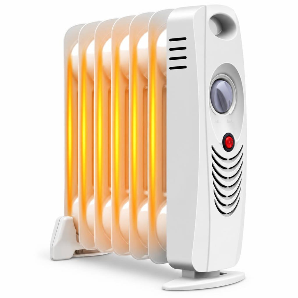 Airfind 700 W Portable Mini Electric Oil, 5.5 x 12 x 14 Footprint, White, Overall dimension 5.5 x 12 x 14