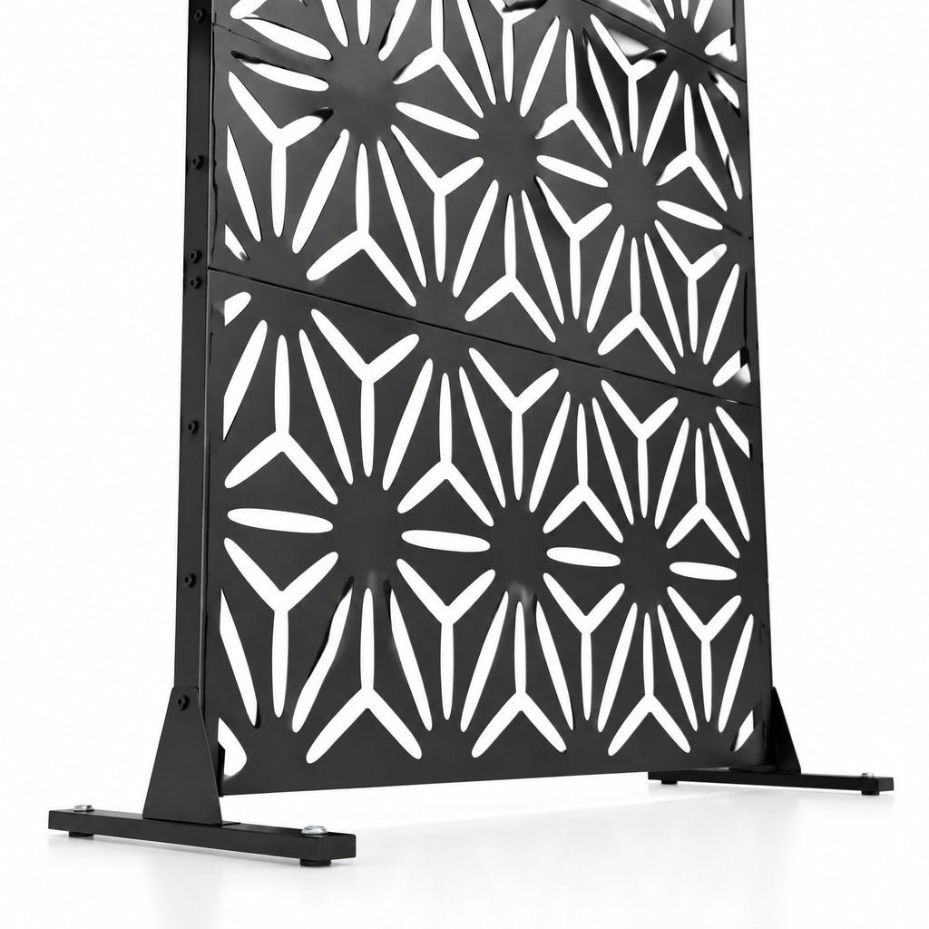 Airfind 72H x 48W Freestanding Fence Panel with Stand and Expansion Bolts, Metal Frame, 48 x 16 x 72 Footprint, Black