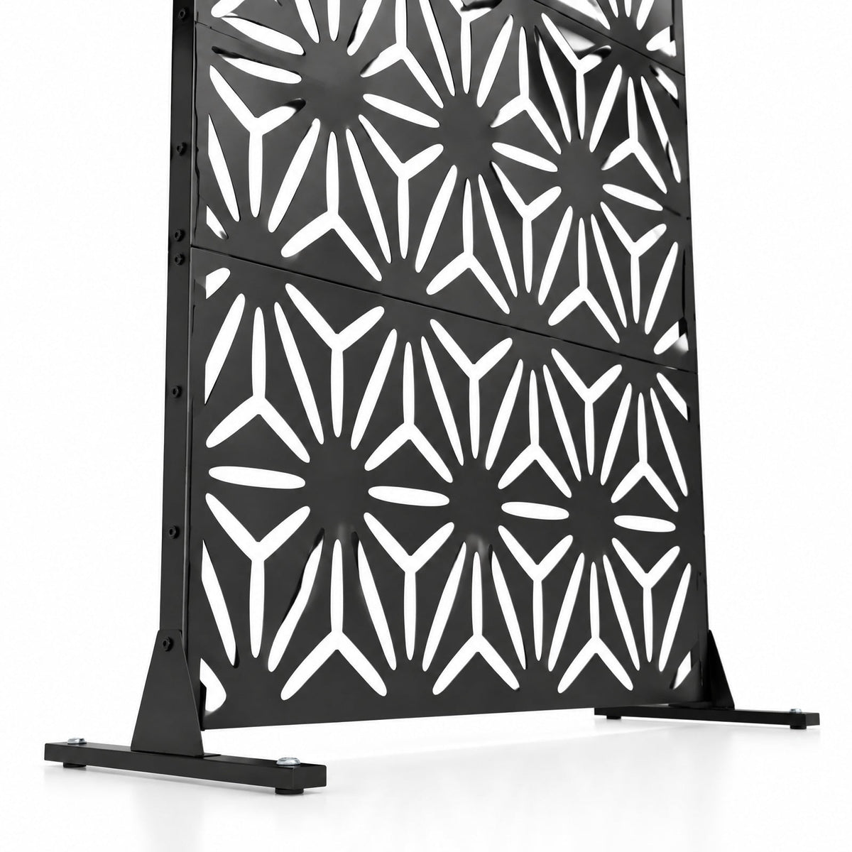 Airfind 72H x 48W Freestanding Fence Panel with Stand and Expansion Bolts, Metal Frame, 48 x 16 x 72 Footprint, Black
