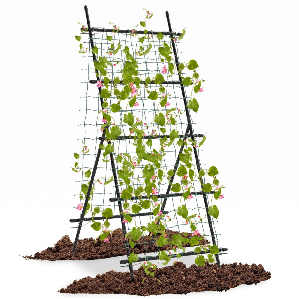 Airfind 74 Inch Tall Garden Trellis for Flower Vine Vegetable Fruit Pea, PE-Coated Metal PP Frame, 31.5 x 36.5 x 75 Footprint, Black