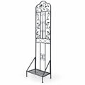 Airfind 75 x 20 Inch Outdoor Metal Garden Trellis with Foldable Bottom Shelf, 33 lbs Capacity, Metal Frame, 20 x 12 x 75 Footprint, Black