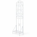 Airfind 75 x 20 Inch Outdoor Metal Garden Trellis with Foldable Bottom Shelf, 33 lbs Capacity, Metal Frame, 20 x 12 x 75 Footprint, White